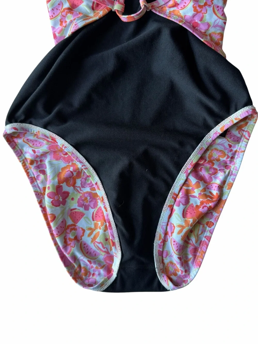 JOLYN Brandon Pink Orange Floral One Piece Swimsuit Size 28 2/4 Open Back Swim